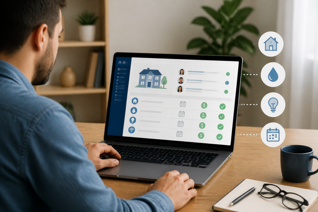 Landlord reviewing shared rental expense payment requests and tracking statuses