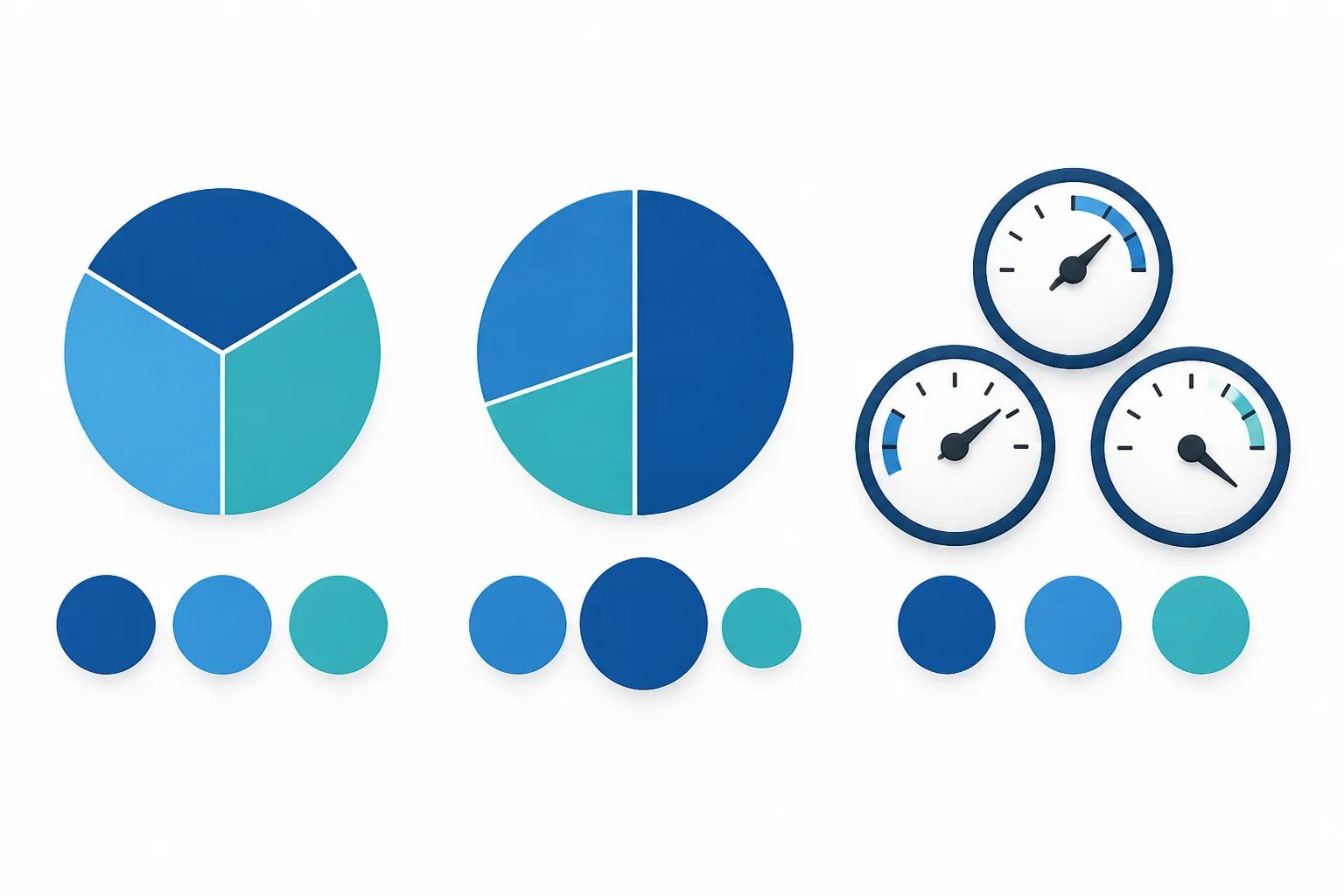 Graphic comparing equal utility shares, percentage shares, and measured usage through simple visual symbols.
