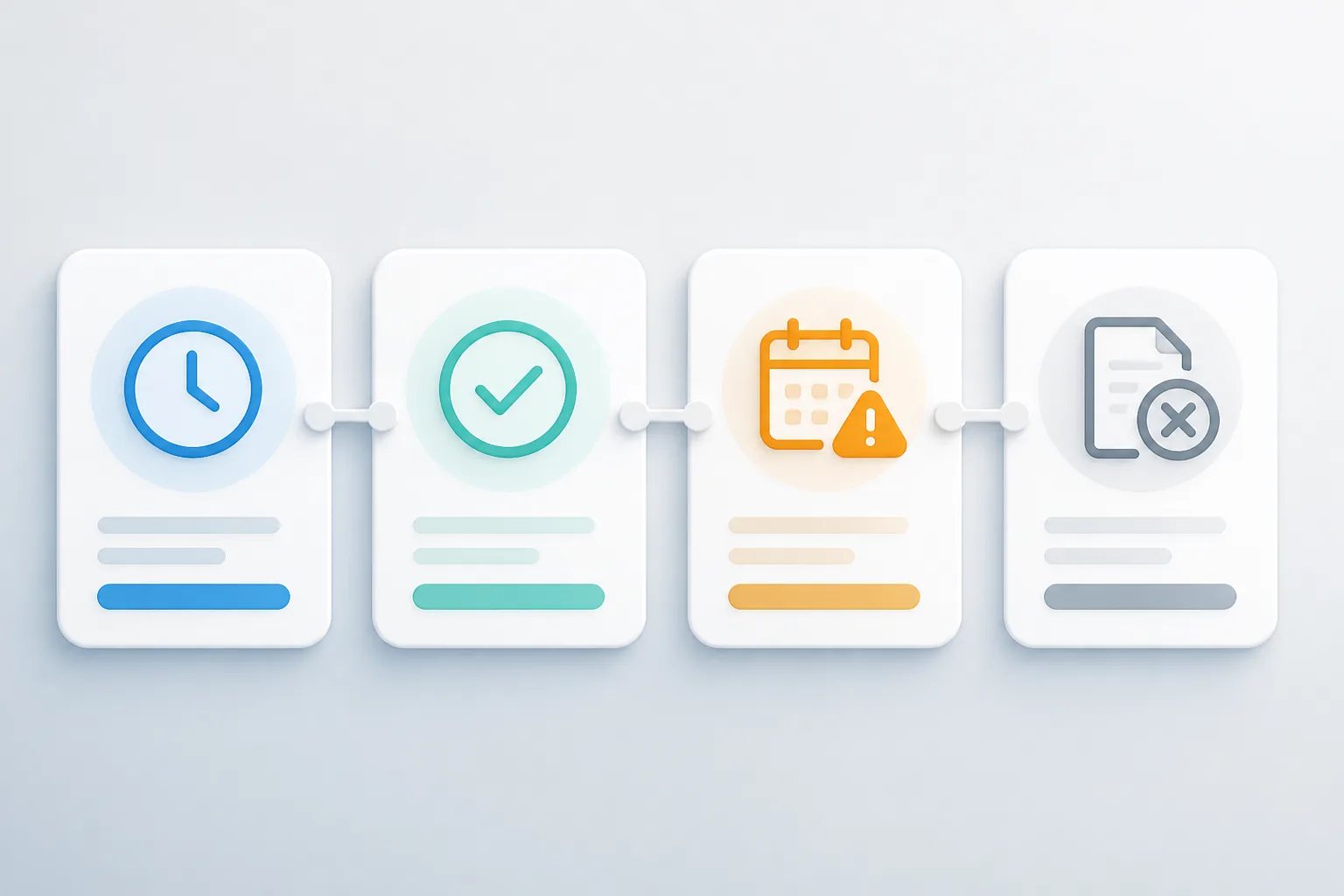 Graphic showing four payment record states with icons for pending, paid, overdue, and cancelled.